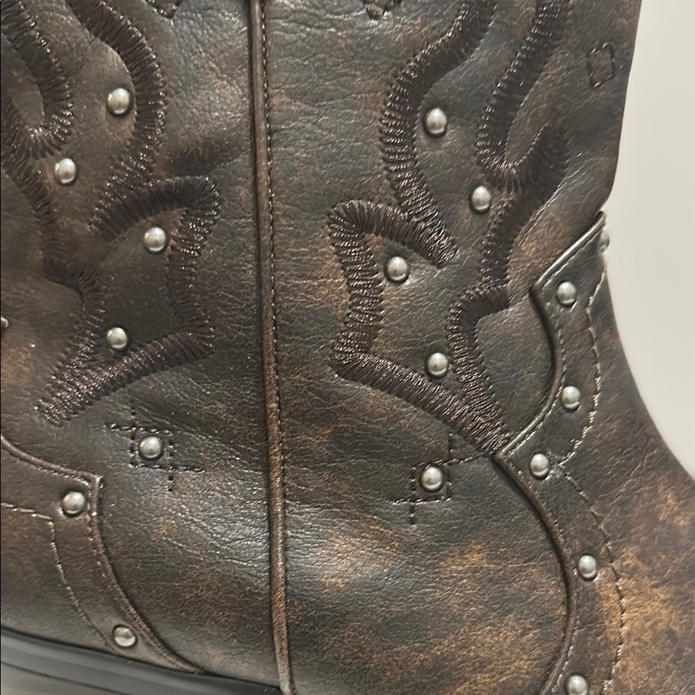 Lane Bryant Brown Studded Cowboy Style Ankle Booties - Picture 4 of 7